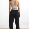 Pantalones de chándal de algodón con felpa y cintura media en negro