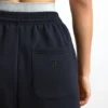 Pantalones de chándal de algodón con felpa y cintura media en negro
