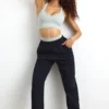 Pantalones de chándal de algodón con felpa y cintura media en negro