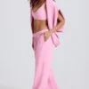 Pantalones de chándal de jersey de algodón suave, de talle medio y pierna ancha en rosa bebé