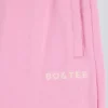 Pantalones de chándal de jersey de algodón suave, de talle medio y pierna ancha en rosa bebé