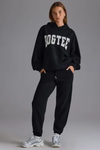 Pantalones de chándal de jersey de algodón suave y talle medio en negro