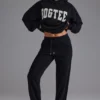 Pantalones de chándal de jersey de algodón suave y talle medio en negro