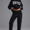 Pantalones de chándal de jersey de algodón suave y talle medio en negro