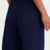 Pantalones de chándal de pierna ancha de jersey cepillado en azul marino clásico