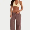 Pantalones de chándal de pierna ancha de jersey cepillado en color cacao