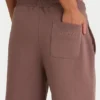 Pantalones de chándal de pierna ancha de jersey cepillado en color cacao