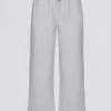 Pantalones de chándal de pierna ancha de jersey cepillado en gris jaspeado