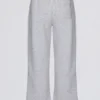 Pantalones de chándal de pierna ancha de jersey cepillado en gris jaspeado