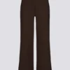Pantalones de chándal de pierna ancha de punto acanalado en color nuez