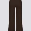 Pantalones de chándal de pierna ancha de punto acanalado en color nuez