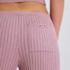 Pantalones de chándal de pierna ancha de punto acanalado en malva