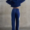 Pantalones de chándal de pierna ancha en azul marino