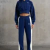 Pantalones de chándal de pierna ancha en azul marino