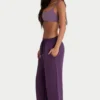 Pantalones de chándal de pierna ancha en jersey cepillado color ciruela
