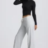 Pantalones de chándal de talle bajo y pierna ancha en gris jaspeado