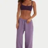 Pantalones de chándal holgados de jersey cepillado de talle medio en color crepúsculo
