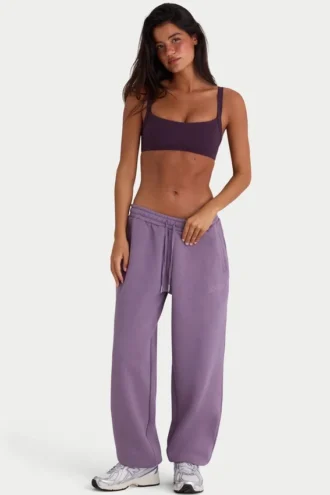 Pantalones de chándal holgados de jersey cepillado de talle medio en color crepúsculo