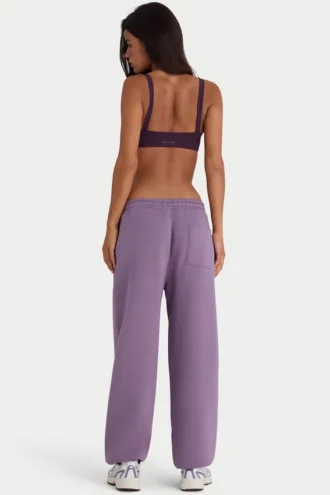 Pantalones de chándal holgados de jersey cepillado de talle medio en color crepúsculo