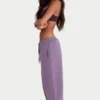 Pantalones de chándal holgados de jersey cepillado de talle medio en color crepúsculo