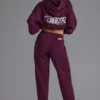 Pantalones de chándal holgados de jersey de algodón suave en color uva