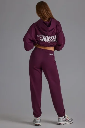 Pantalones de chándal holgados de jersey de algodón suave en color uva