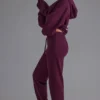 Pantalones de chándal holgados de jersey de algodón suave en color uva