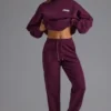 Pantalones de chándal holgados de jersey de algodón suave en color uva
