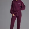 Pantalones de chándal holgados de jersey de algodón suave en color uva