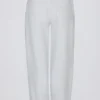 Pantalones de chándal holgados de tiro medio de jersey de algodón cepillado en gris jaspeado