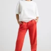 Pantalones de chándal oversize de jersey cepillado en rojo