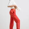 Pantalones de chándal oversize de jersey cepillado en rojo