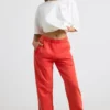 Pantalones de chándal oversize de jersey cepillado en rojo