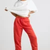 Pantalones de chándal oversize de jersey cepillado en rojo