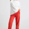 Pantalones de chándal oversize de jersey cepillado en rojo