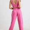 Pantalones de chándal oversize de jersey cepillado en rosa intenso