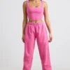 Pantalones de chándal oversize de jersey cepillado en rosa intenso