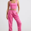Pantalones de chándal oversize de jersey cepillado en rosa intenso