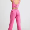 Pantalones de chándal oversize de jersey cepillado en rosa intenso