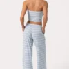 Pantalones de cintura baja de jersey acanalado con rayas azules