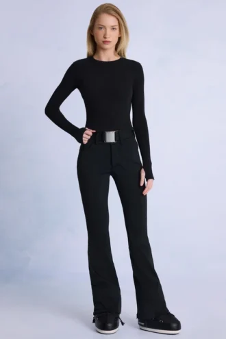 Pantalones de esquí impermeables con cinturón en negro