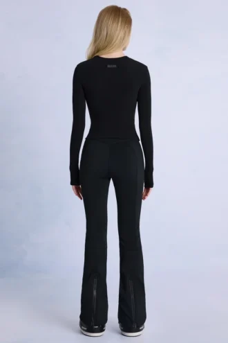 Pantalones de esquí impermeables con cinturón en negro