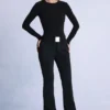 Pantalones de esquí impermeables con cinturón en negro