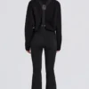 Pantalones de esquí impermeables de talle alto con tirantes en negro