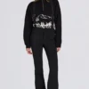 Pantalones de esquí impermeables de talle alto con tirantes en negro