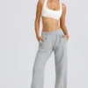 Pantalones joggers de talle medio y corte recto en gris jaspeado