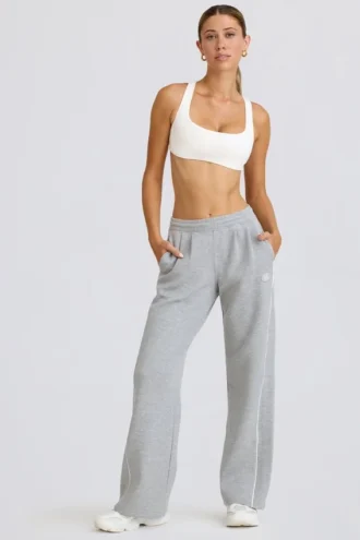 Pantalones joggers de talle medio y corte recto en gris jaspeado