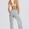 Pantalones joggers de talle medio y corte recto en gris jaspeado