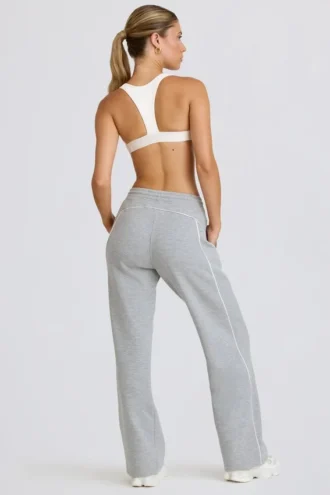 Pantalones joggers de talle medio y corte recto en gris jaspeado