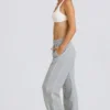 Pantalones joggers de talle medio y corte recto en gris jaspeado